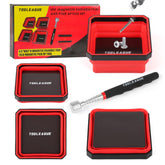 TOOLEAGUE front view of trays and pen showing compact kit and quick organization