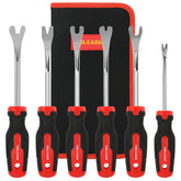 TOOLEAGUE front view of 6-piece trim removal set showing organized kit and pouch for easy access