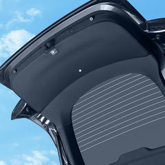 TOPABYTE front view of Model Y Juniper tailgate mat showing full coverage and neat fit