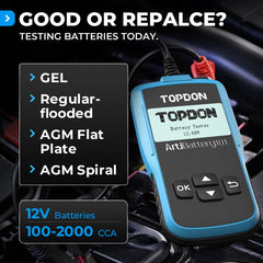 TOPDON AB101 closeup screen displaying cranking voltage results for fast decisions