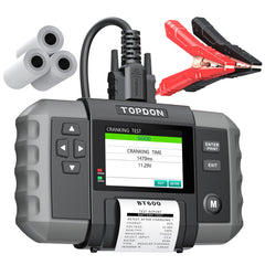 TOPDON BT600 front display showing clear test results and fast diagnosis benefit