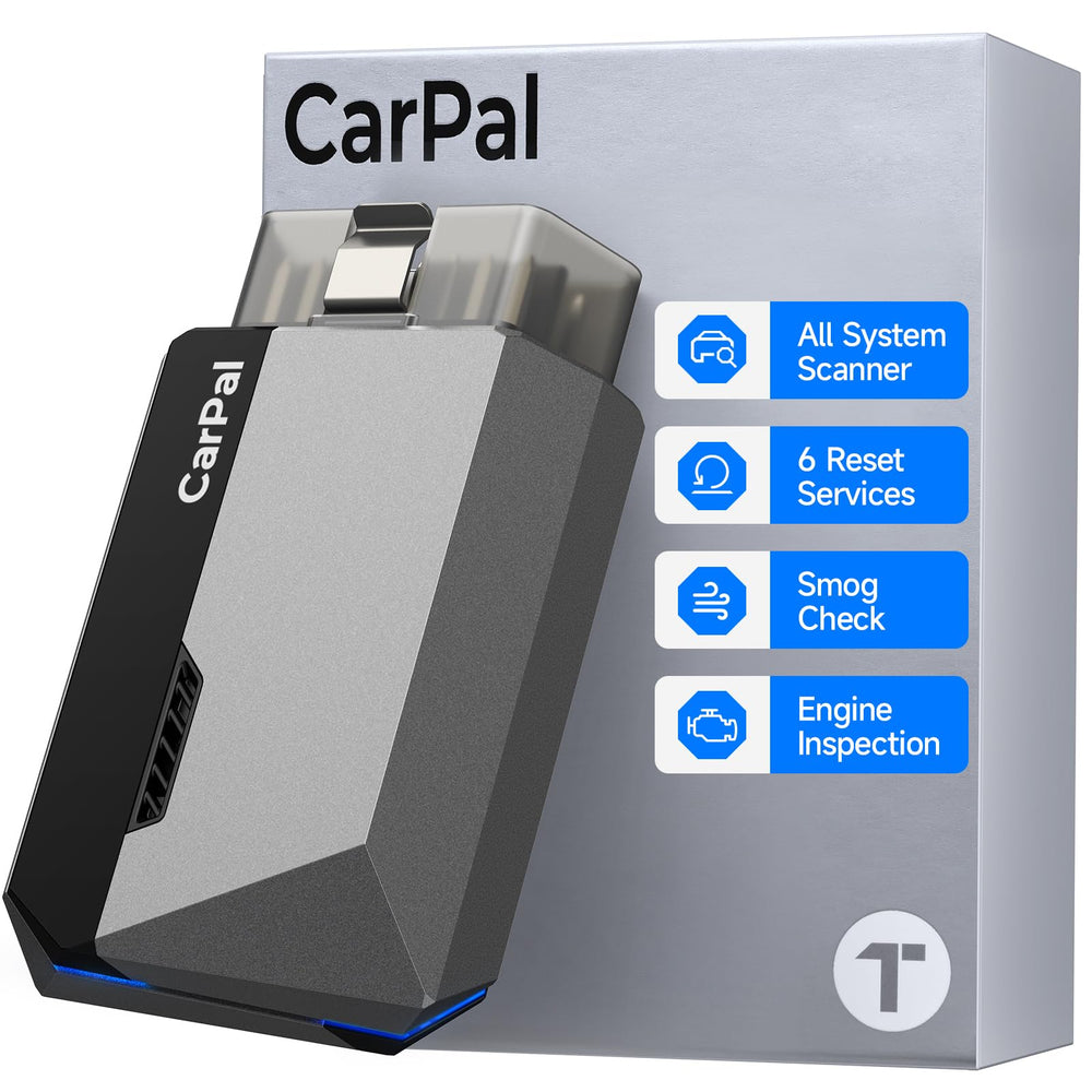 TOPDON CarPal front view showing compact Bluetooth OBD2 design and portable benefit