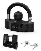 TOPICK coupler ball lock front view showing secure fit benefit