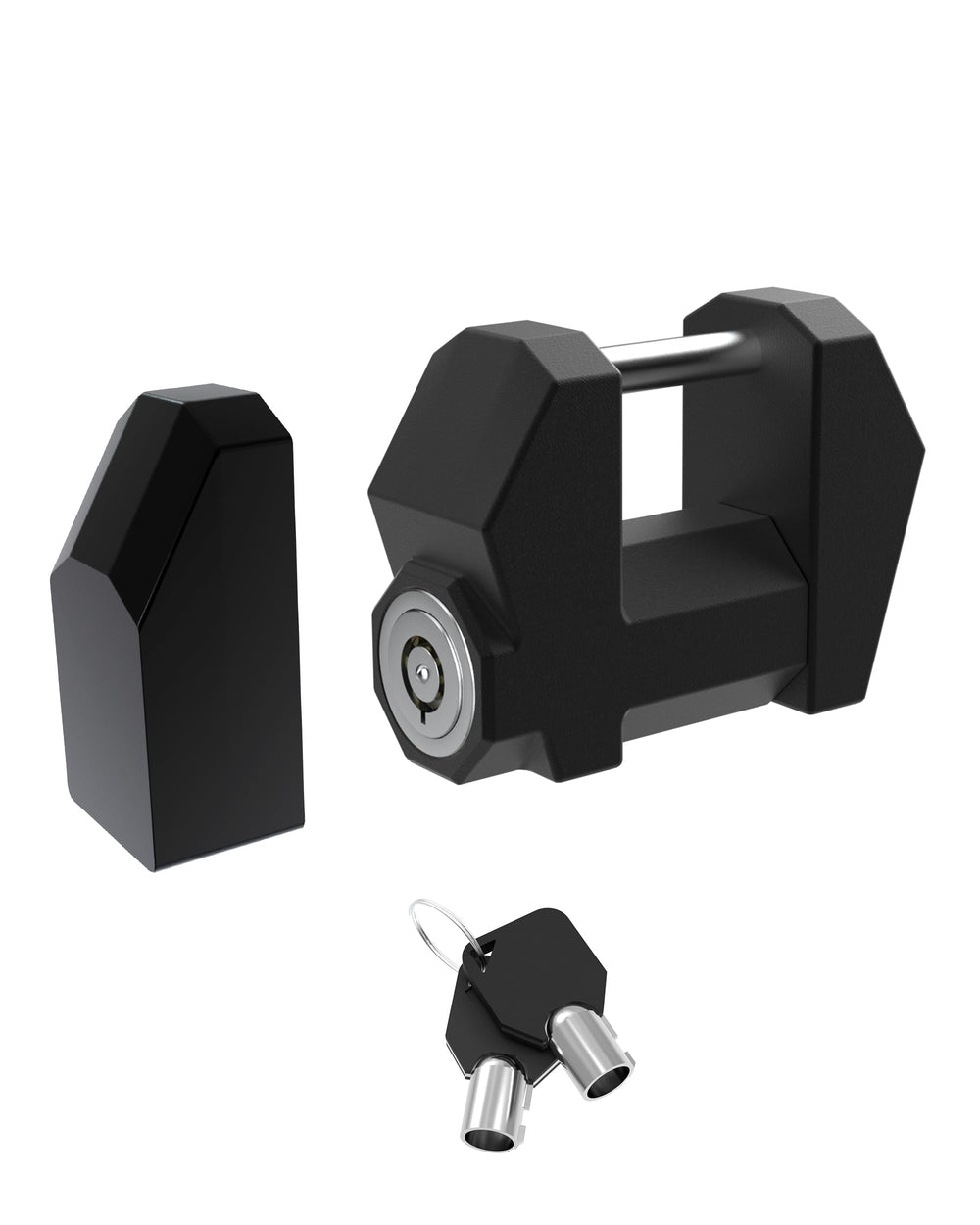 TOPICK coupler lock front view showing robust steel body and sleek finish for deterrence