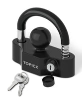 TOPICK front view of coupler lock showing secure fit and theft prevention
