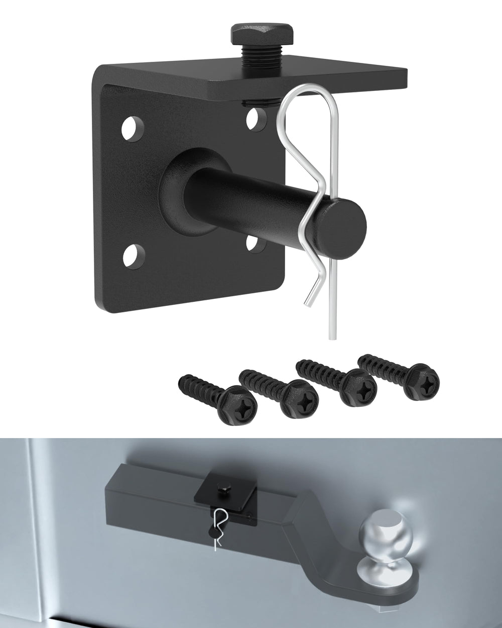 TOPICK front view of hitch holder showing compact profile and secure fit