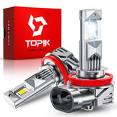 TOPIK H11 front view showing bright cool white LEDs and easy fit benefit