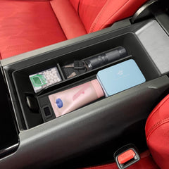 TOPINSTALL front view of center console tray showing tidy compartments and protection