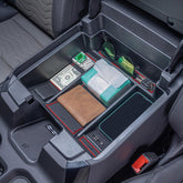 TOPINSTALL front view showing red full tray and neat storage benefit
