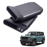 TOPINSTALL front view of both vent extenders showing fit and finish, improves rear warmth