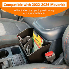 TOPINSTALL installed in Maverick center console demonstrating preserved armrest function