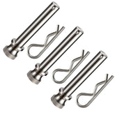 TOPSHINE front view of three hitch pins and clips showing full pack and benefit durable reliability