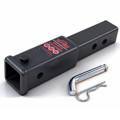 TOPTOW extender front view showing 2x2 receiver and durable finish benefits clearance