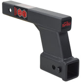 TOPTOW front view of 2-inch hitch adapter showing receiver and shank benefit: clear compatibility