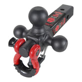 TOPTOW front view showing triple ball mount and matte black finish for durability