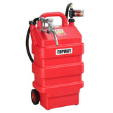 TOPWAY front view of 16-gallon fuel caddy showing tank and pump, improves refueling efficiency
