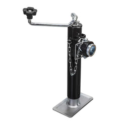 Torin front view of the trailer jack showing compact swing-back design and easy storage