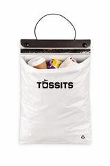 Tossits hanging bag in car showing leakproof closure and tidy cabin benefit