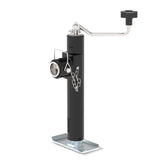 TOWKING front profile of weld-on trailer jack showing compact design and sturdy base benefit