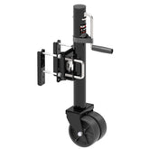 TOWKING front view of dual-wheel jack showing stability and easy rolling