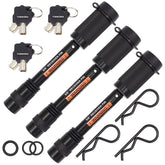 TowWorks front packaging showing three-pin set and keys for easy identification and security