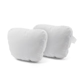 TPARTS front view of two white headrest pillows showcasing matching Tesla style and clean look