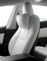 TPARTS front view white headrest showing clean Tesla-matching finish and fit