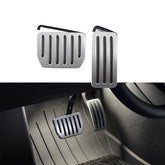 TPARTS front view of brushed aluminum pedal covers showing sporty upgrade benefit