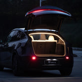 TPARTS trunk LED strip front installation showing fit and soft illumination
