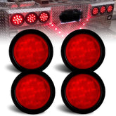 Traberm front view of 4-inch red LED light showing clear lens and bright signaling