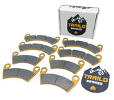 Traild front and rear brake pad set displayed, clear compatibility and benefit