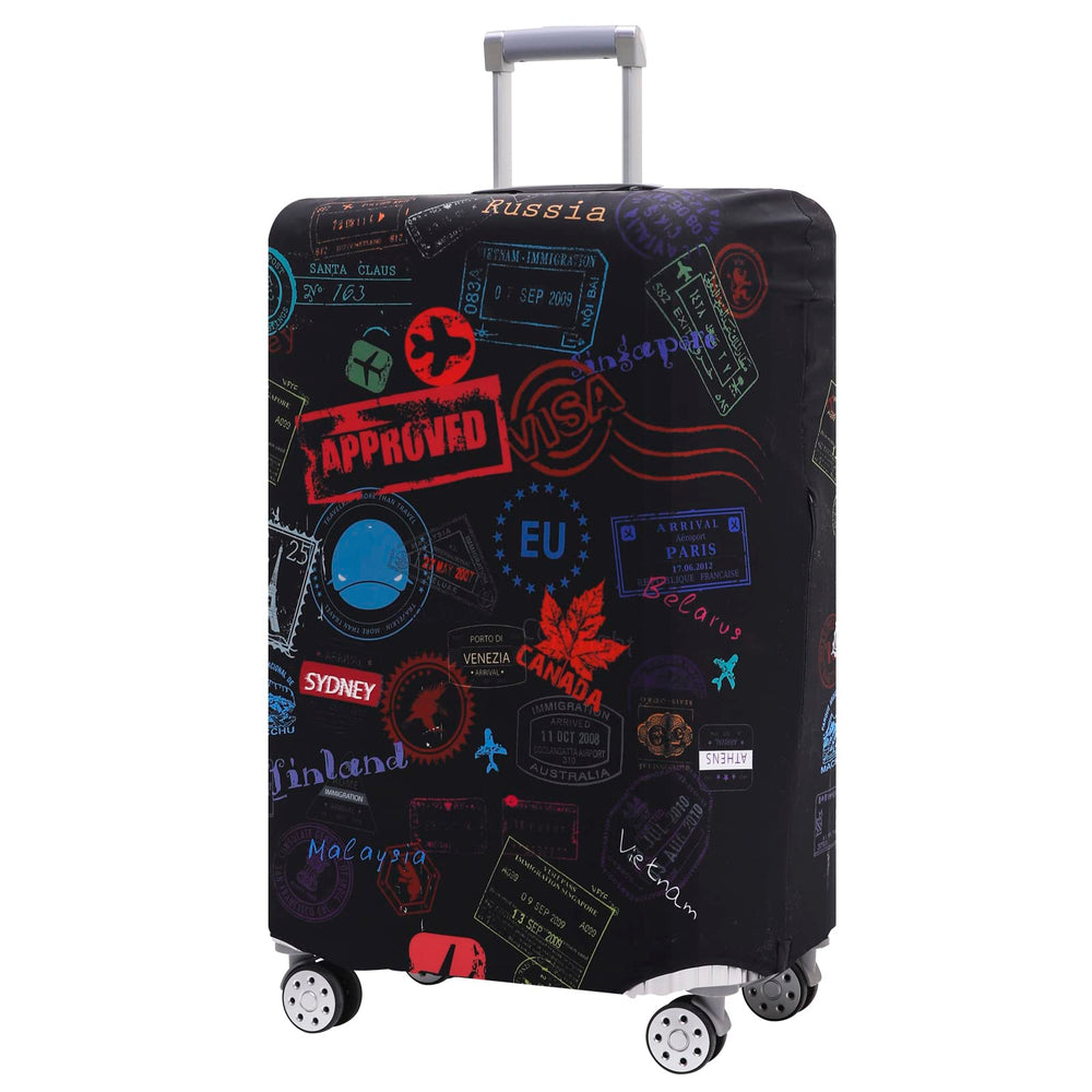 TRAVELKIN front view of covered suitcase for quick identification benefit