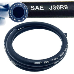 TREXFLOW TF front view of SAE30R9 3/8 inch fuel hose showing construction and markings, durable protection