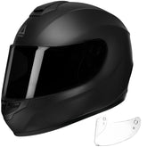 TRIANGLE front view helmet showing shell and full-face protection benefit