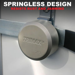Trimax installed on trailer door showing secure fit and theft deterrence
