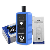 TRISCO U508 front view showing handheld TPMS tool and clear controls for fast resets