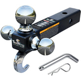 TrkWyze front view showing tri-ball hitch and quick-rotate ease