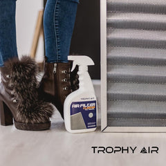 Trophy Air cleaned filter before and after view, highlights restored filter performance benefit