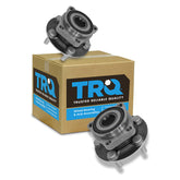 TRQ front hub assembly pair front view showing ready-to-install design and fitment