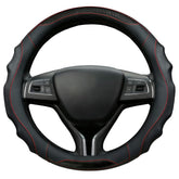 TRROCC front view showing black leather and red stitching, adds sporty style