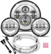 TRUCKMALL 7-inch headlight front view showing bright beam and classic look