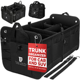 TRUNKCRATEPRO front view of large black organizer showing compartments and stability