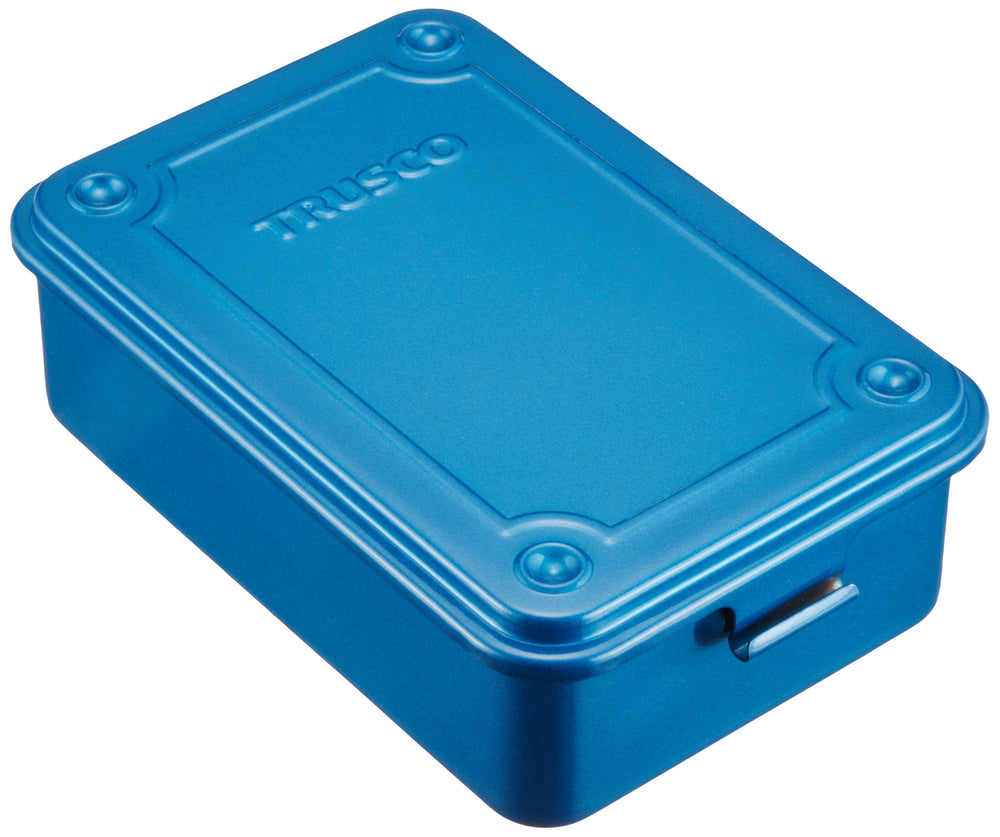 Trusco T-150 front view showing blue trunk box and durable finish for organized storage