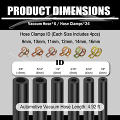 TSIEBRV hoses lined up by inner diameter to help select the correct size for fittings