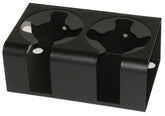 Tuffy front view dual cup holder showing durable steel and powder coat finish for secure mounting
