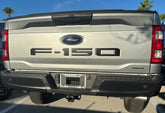 TufSkinz front tailgate emblem insert installed, showing clean OEM-style look and fit