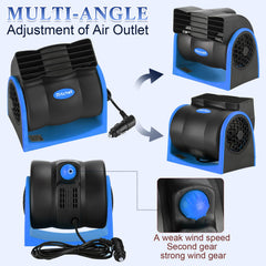 Tujoe fan mounted under a seat demonstrating space-saving placement benefit