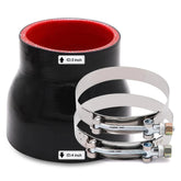TuoLauthon reducer front view showing black silicone and clamps, durable connection benefit