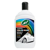 Turtle Wax bottle front view showing white polish and easy-use benefit