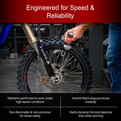 TUSK being poured into a tire valve showing simple application benefit